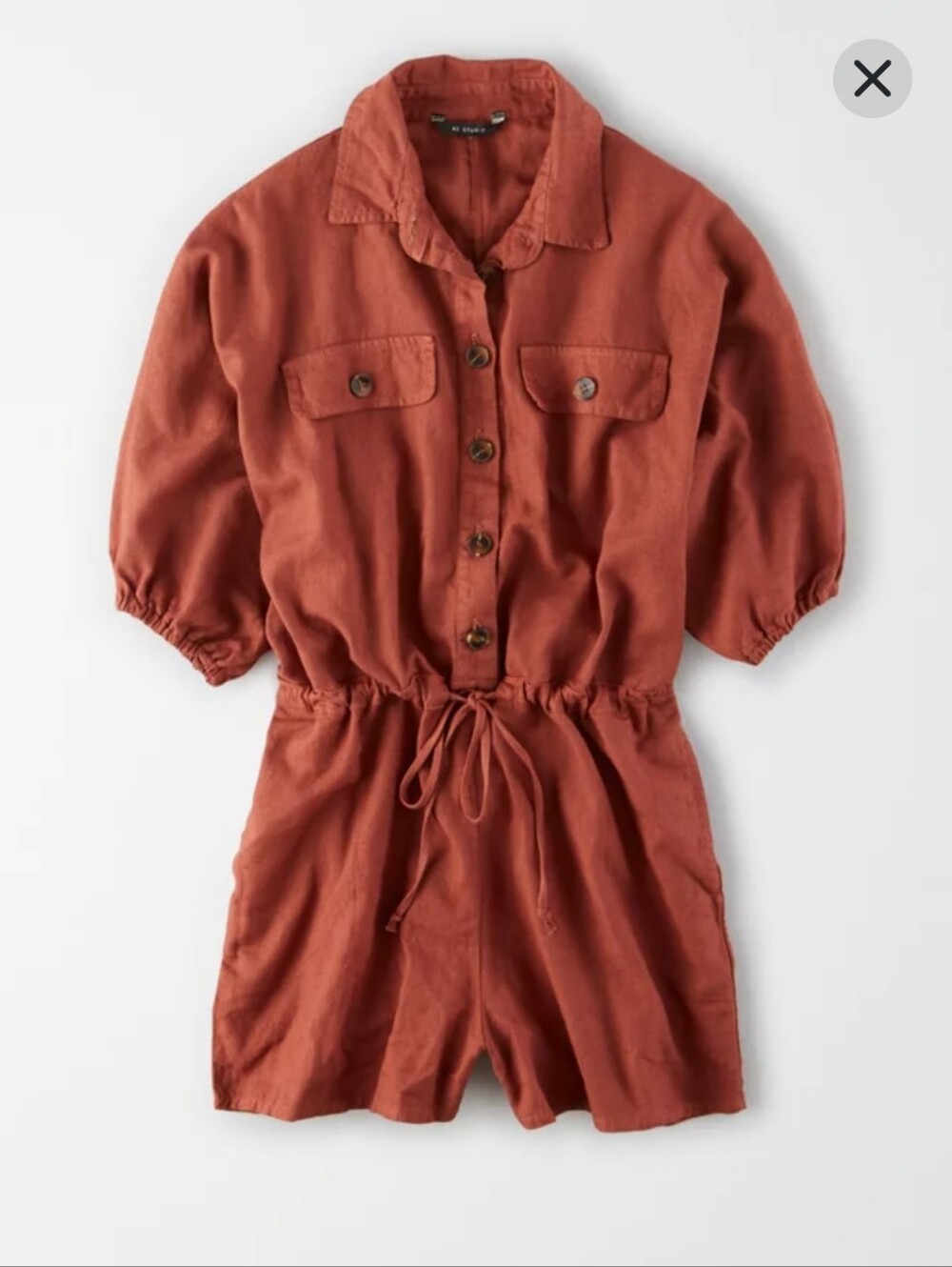 AE STUDIO_ Short Sleeve Button Utility Romper